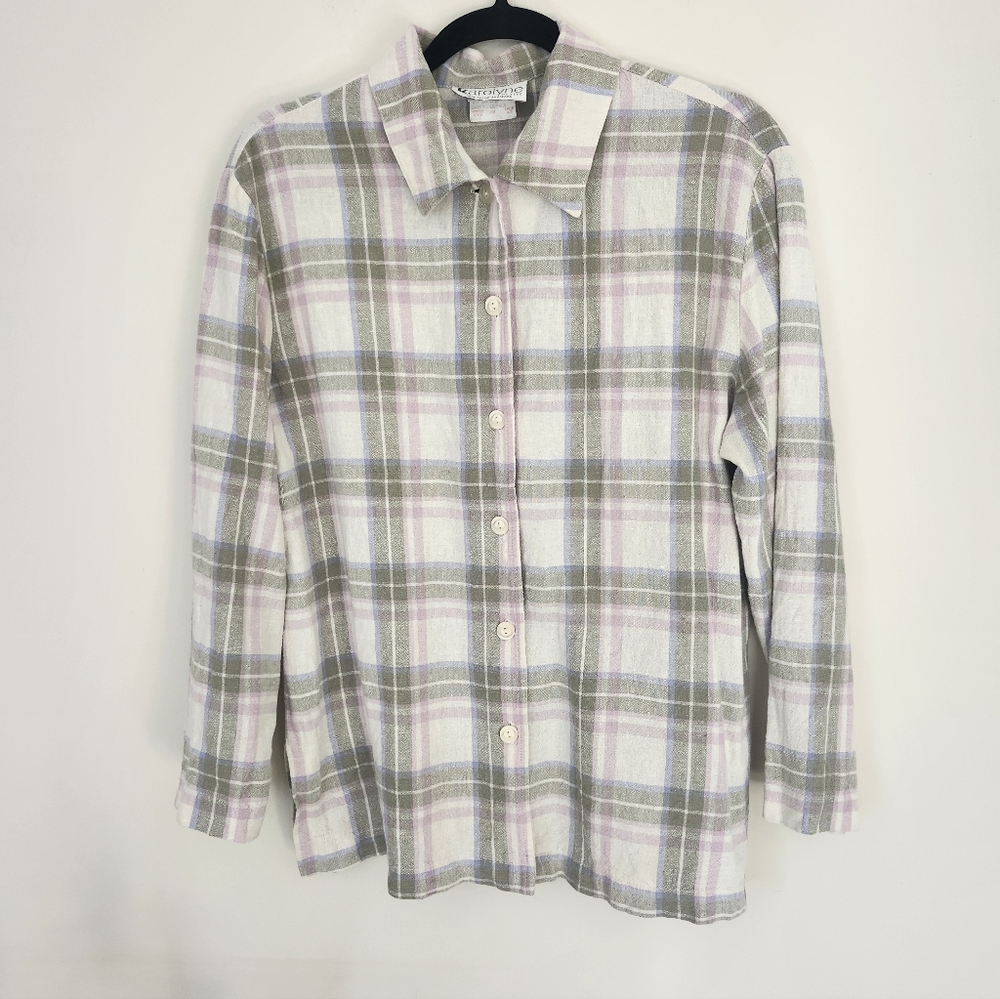 Linen Plaid Button Up - Picture 2 of 8